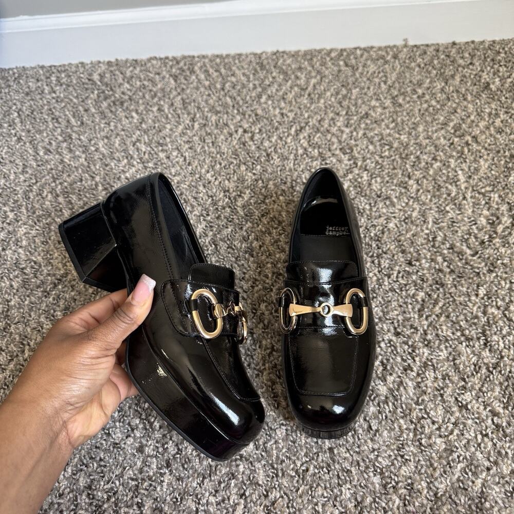 Jeffrey Campbell Student Loafers Platform Chunky Block Heel 7.5 Academia Preppy